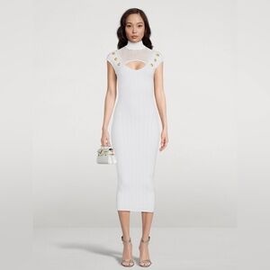 BALMAIN
Mesh-trimmed midi dress